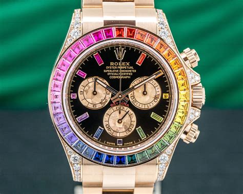 rolex daytona rose gold rainbow|rolex rainbow 2021 price.